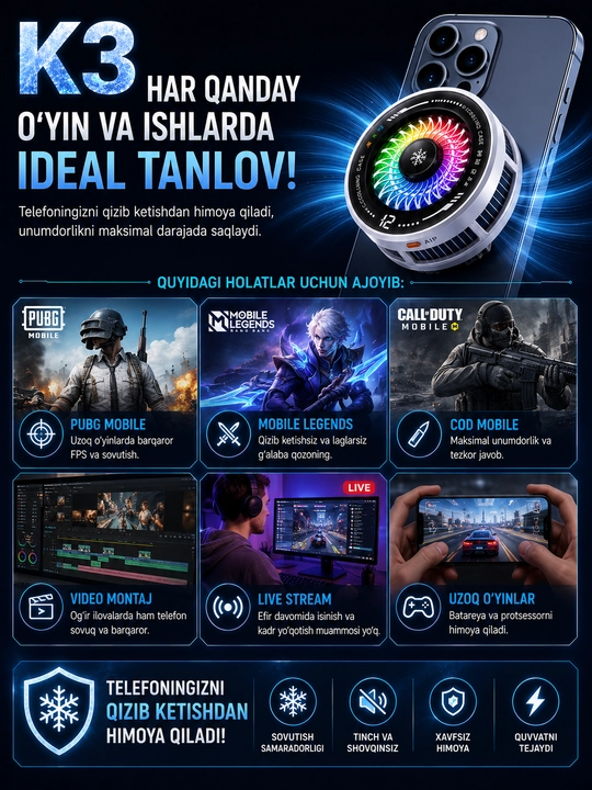Telefon sovutgichi, gaming cooler, kulerlar, kuler pubg, telefon aksessuarlari, MEMO CX07