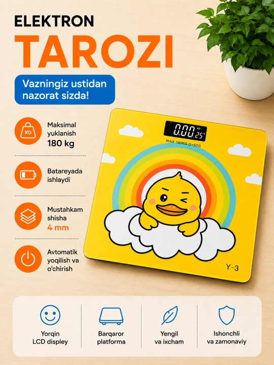 Tarozi, elektron tarozi, og‘irlik o‘lchovchi tarozi, shishali pol tarozi, zamonaviy tarozi - 