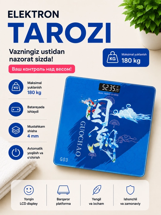 Tarozi, elektron tarozi, og‘irlik o‘lchovchi tarozi, shishali pol tarozi, zamonaviy tarozi - 