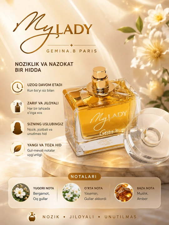 Ayollar uchun parfyumlangan suv Geparlys My Lady Gemina Eau de Parfum, Fransiya, 85 ml - 