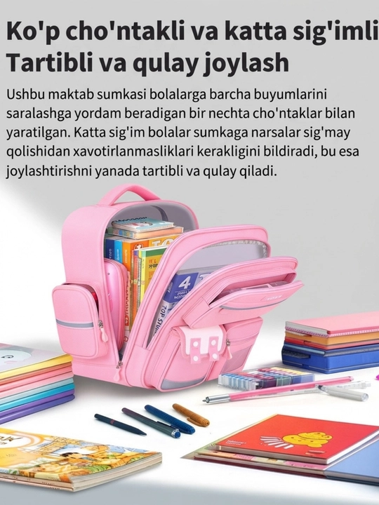 Qizlar uchun maktab ortopedik ryukzak, o'smir yoshdagi bolalar uchun maktab sumkalar