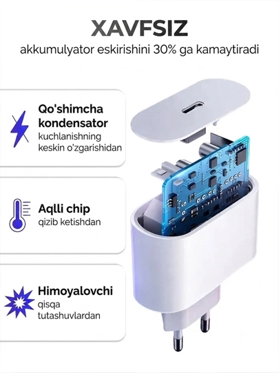 Зарядное устройство, адаптер питания 20 Вт, USB Type-C