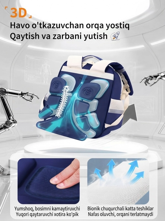 Maktab uchun ortopedik ryukzak, o'smir yoshdagi bolalar uchun maktab sumkalar