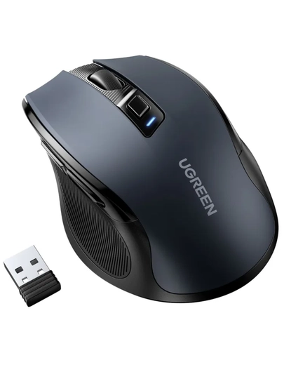 UGREEN MU006 Bluetooth va 2.4G simsiz sichqoncha, 4000 DPI, ovozsiz tugmalar