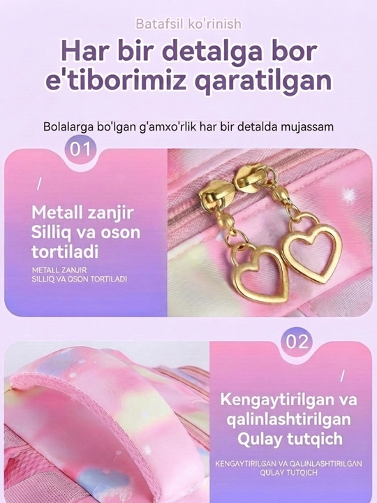 Qizlar uchun maktab ortopedik ryukzak, o'smir yoshdagi bolalar uchun maktab sumkalar