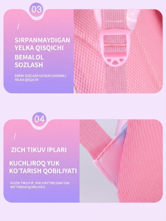 Qizlar uchun maktab ortopedik ryukzak, o'smir yoshdagi bolalar uchun maktab sumkalar
