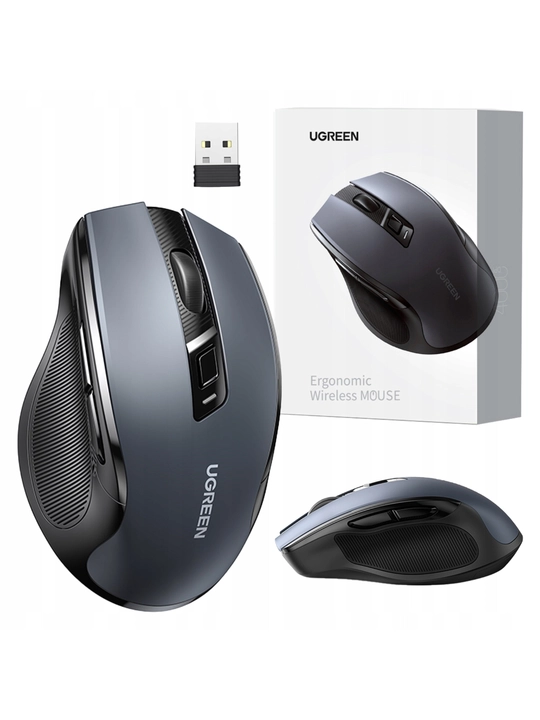 UGREEN MU006 Bluetooth va 2.4G simsiz sichqoncha, 4000 DPI, ovozsiz tugmalar