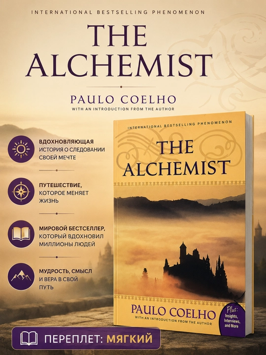 Книга The Alchemist Paulo Coelho на английском языке мягкий переплет - 