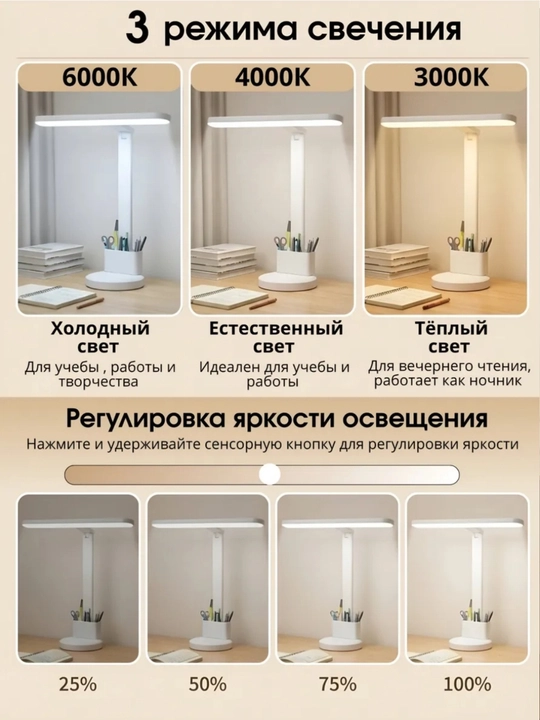 Sensorli boshqaruv, soat, harorat va tutqich uchun taglik bilan LED chiroq