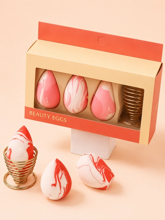 Набор спонжей для макияжа, 3 шт. Beauty Blender + металлическая подставка