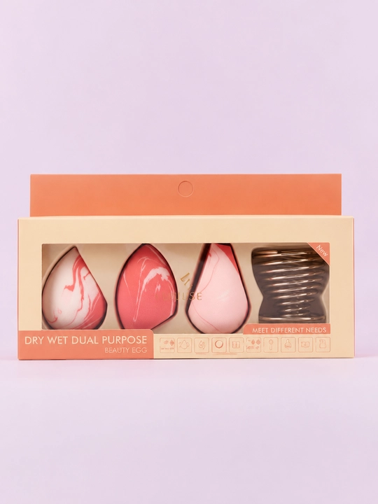 Набор спонжей для макияжа, 3 шт. Beauty Blender + металлическая подставка
