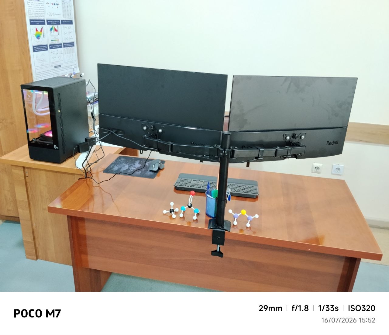 Кронштейн для двух мониторов, настольный, тип FL-dm001db, 13"-32"