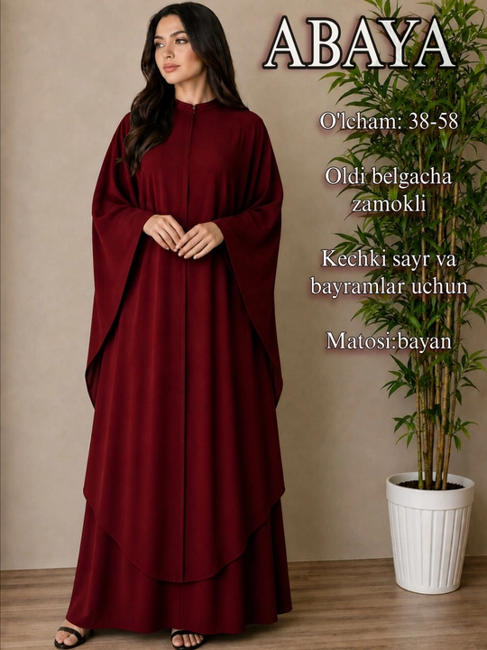 Ayollar uchun abaya keng fason ko'ylak hijobli ko'ylaklar oversize ko'ylak zamonaviy - 