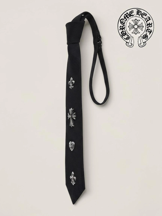 Галстук унисекс в стиле Chrome Hearts Y2K черный для мужчин девушек y 2 k эстетик подарок