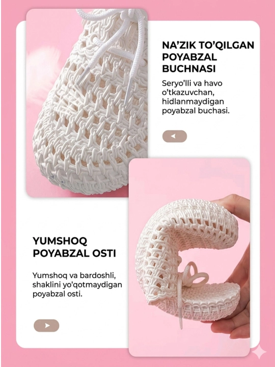 Ayollar uchun nafis to'qilgan shippaklar yozgi mulilar