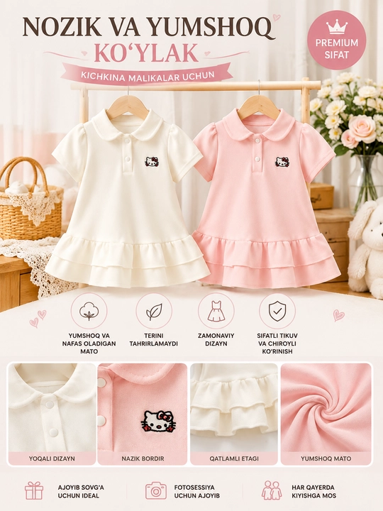 Платье для девочек, детская одежда, летние платья Hello kitty для девочек, с 1 до 6 лет