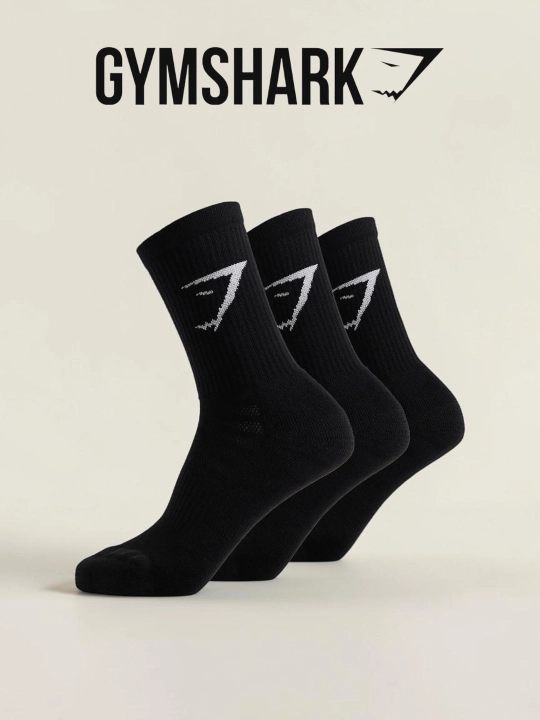 Носки в стиле GYMshark спортивные для парней девушек gym shark фитнес подарок белые черные - 