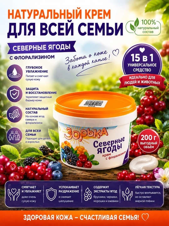 Крем ZORKA, с флорализином 10%, для сухой и потрескавшейся кожи, крем для вымени, 200 мл