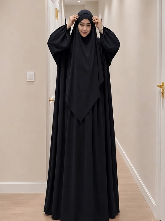 Abaya, ximar, hijobli ko'ylak + himar, umra ziyorati uchun, o'lcham oversayz 42-52
