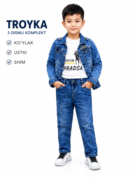 O'g'il bolar uchun jinsi troyka ranglari qora va ko'k rang 1-8 yoashgacha - 