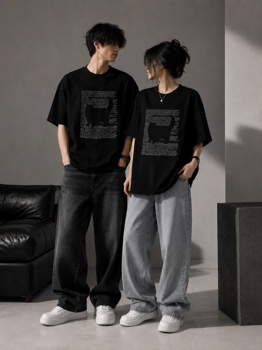 Футболка Oversize унисекс с котенком - 