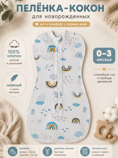 Пеленка кокон, евро пеленка для новорожденных - 
