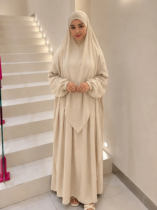 Abaya, ximar, hijobli ko'ylak + himar, umra ziyorati uchun, o'lcham oversayz 42-52