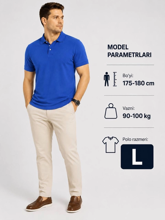 Erkaklar polo futbolkasi, malomerka emas, 100% paxta
