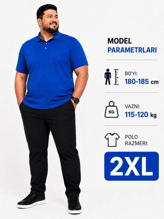Erkaklar polo futbolkasi, malomerka emas, 100% paxta