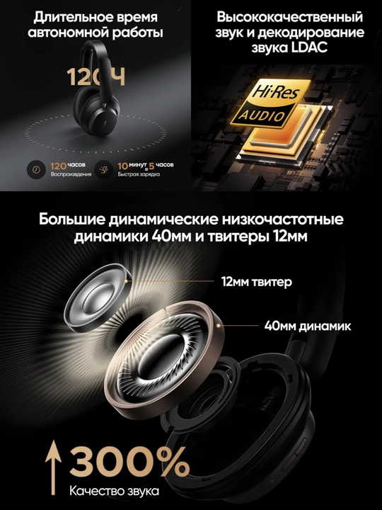 UGREEN Studio Pro HP206 Bluetooth 6.0 ANC simsiz quloqchin, Hi-Res LDAC, 120 soat