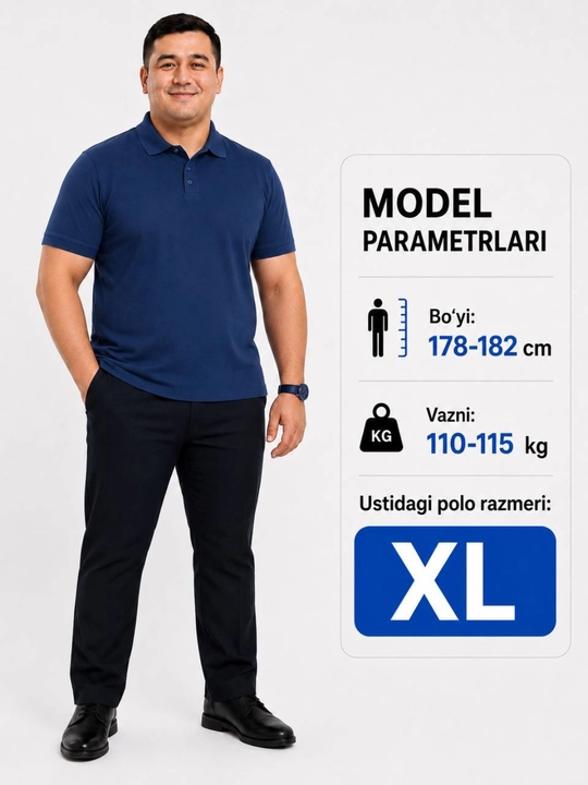 Erkaklar polo futbolkasi, malomerka emas, 100% paxta