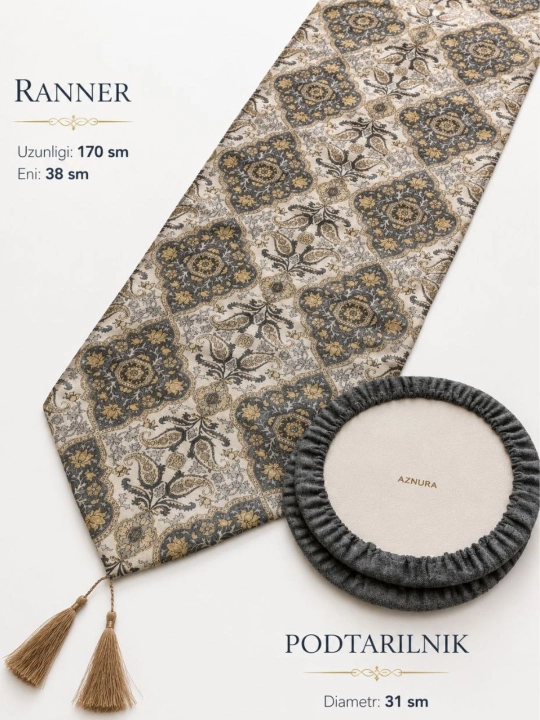 Столовый набор Ranner, состоящий изстола и 6 блюдец, 38х170 см, диаметр 31 см, 6 предметов