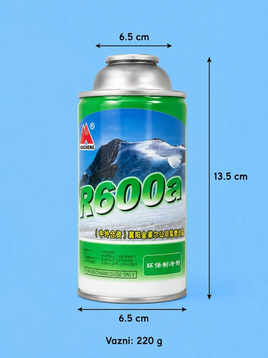 R600a freon 220 g – xolodilnik va muzlatgichlar uchun sovutgich gazi