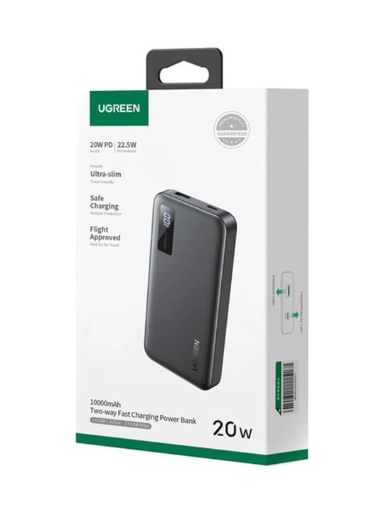 Внешний аккумулятор UGREEN PB312 20000 мАч, 20W PD, 22.5W QC, 3 порта