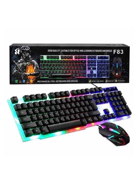 Игровая клавиатура и мышь F83, с RGB-подсветкой, проводная, для геймеров