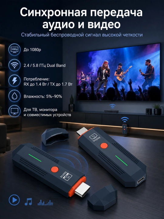 Simsiz video uzatgich HDMI extender GT-HDWL50UF, 1080p Full HD