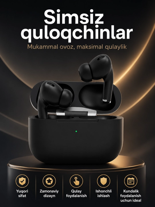 Simsiz Bluetooth Quloqlik – Bluetooth 5.3, Sensor Boshqaruv va HD Mikrofonli Earbuds - 