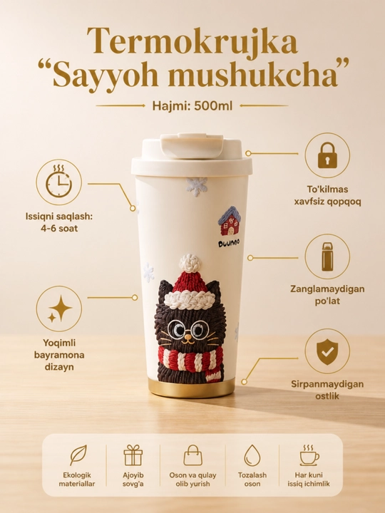 Premium Termo Krujka – Issiq va sovuq ichimliklar uchun - 