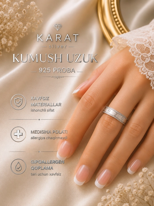 Rodiy qoplamali va fianitli 925 probali kumush uzuklar, kumush, kumushdan yasalgan uzuk