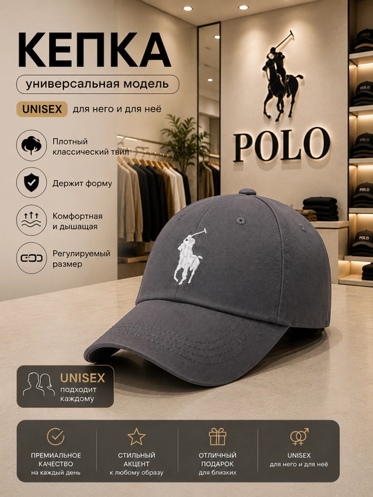 Kepka, beysbolka naqsh bilan, universal kepka Polo, kepka erkaklar uchun - 