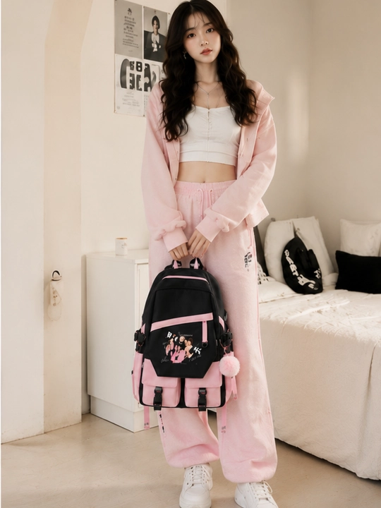 Ayollar uchun BLACKPINKK ryukzaki, zamonaviy maktab uchun ryukzak