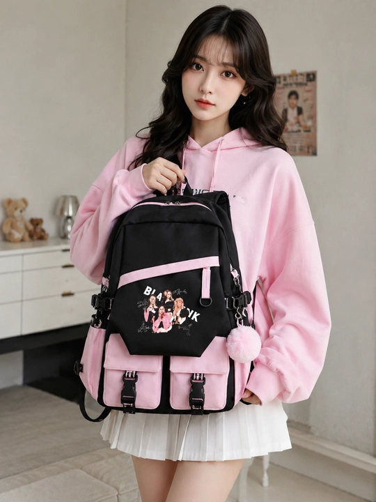 Ayollar uchun BLACKPINKK ryukzaki, zamonaviy maktab uchun ryukzak