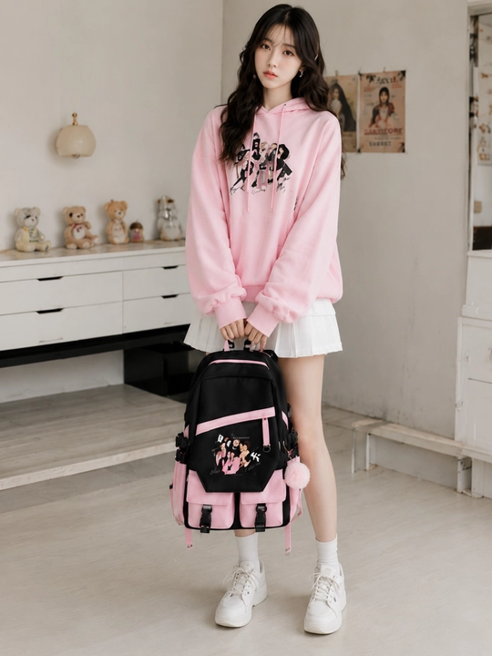 Ayollar uchun BLACKPINKK ryukzaki, zamonaviy maktab uchun ryukzak