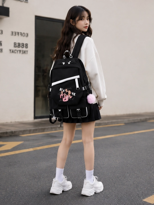 Ayollar uchun BLACKPINKK ryukzaki, zamonaviy maktab uchun ryukzak