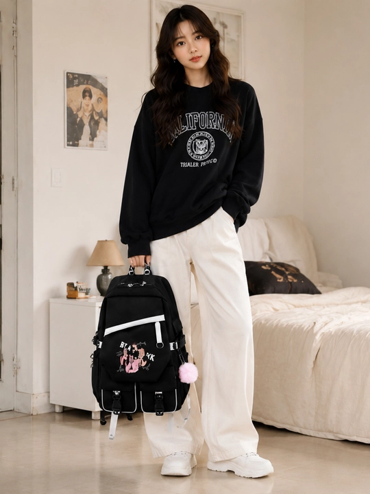 Ayollar uchun BLACKPINKK ryukzaki, zamonaviy maktab uchun ryukzak