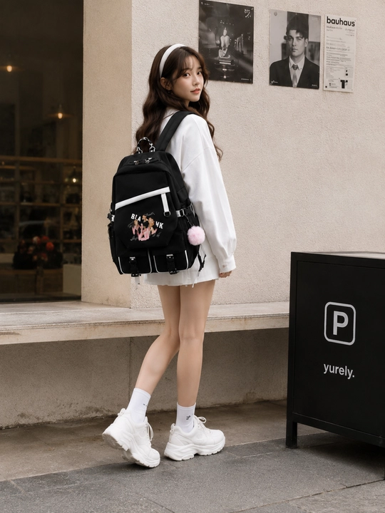 Ayollar uchun BLACKPINKK ryukzaki, zamonaviy maktab uchun ryukzak