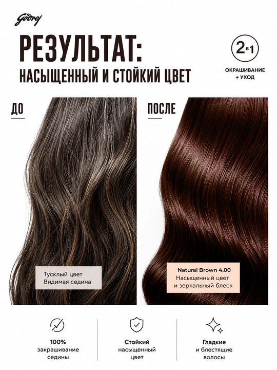 Крем-краска для волос без аммиака с алоэ вера Godrej Expert Rich Creme