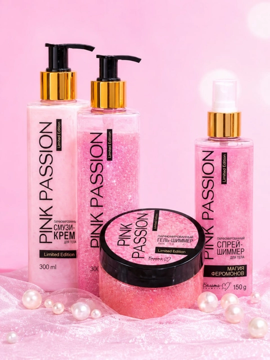 Pink Passion – набор для ухода за телом из 4 средства, гель для душа, крем, скраб, лосьон