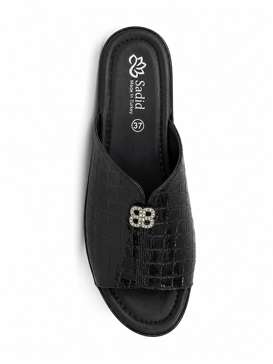 Ayollar shippagi, laklangan charm, kristall bezakli, qulay yozgi sandal