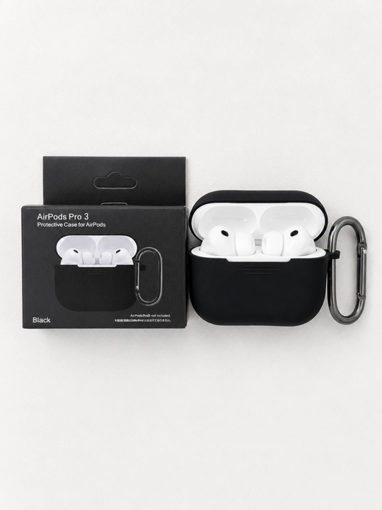 Чехол для AirPods Pro 3 (2025) силиконовый с карабином, противоударный - 